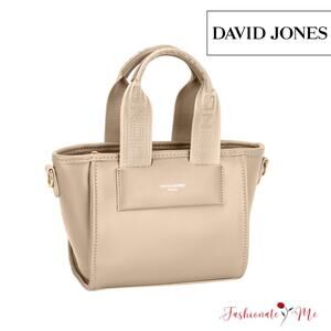 David Jones PU Leather Embossed Pattern Handles Small Handbag | Gravel